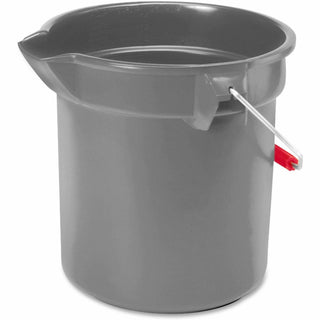 Rubbermaid Commercial Brute 10-quart Utility Bucket - 2.50 gal - Heavy Duty, Rust Resistant, Bend Resistant - 10.2" - Plastic, Steel, High-density Polyethylene (HDPE) - Gray, Nickel, Chrome - 12 / Carton - 1