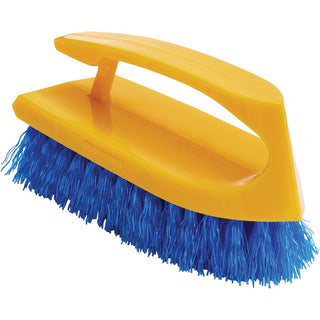 Rubbermaid Commercial Iron Handle Scrub Brush - Polypropylene Bristle - 6" Brush Face - Plastic Handle - 12 / Carton - Navy, Yellow