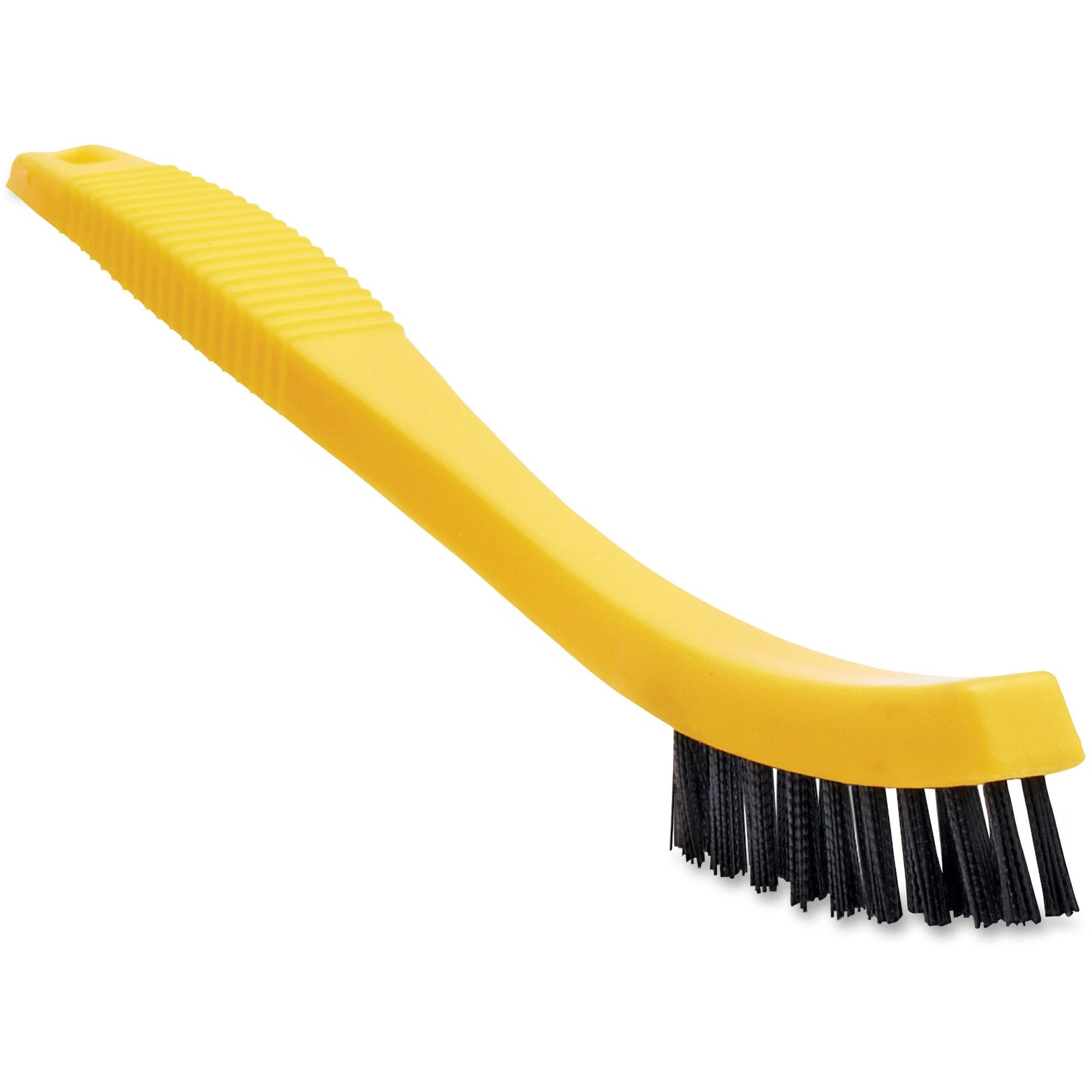 rubbermaid-commercial-tile-grout-brush-080-plastic-bristle-85-overall-length-12-carton-black-yellow_rcp9b5600bkct - 1