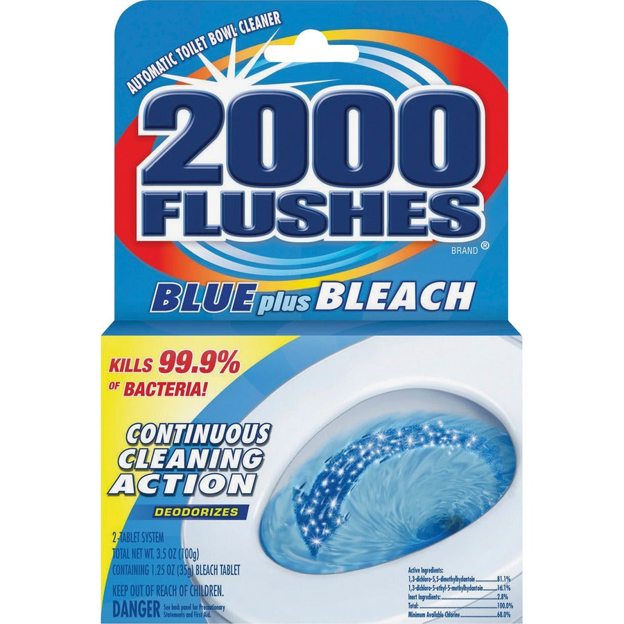 WD-40 2000 Flushes Blue/Bleach Bowl Cleaner Tablets - Concentrate - 3.50 oz (0.22 lb) - 12 / Carton - Antibacterial, Deodorant - Blue
