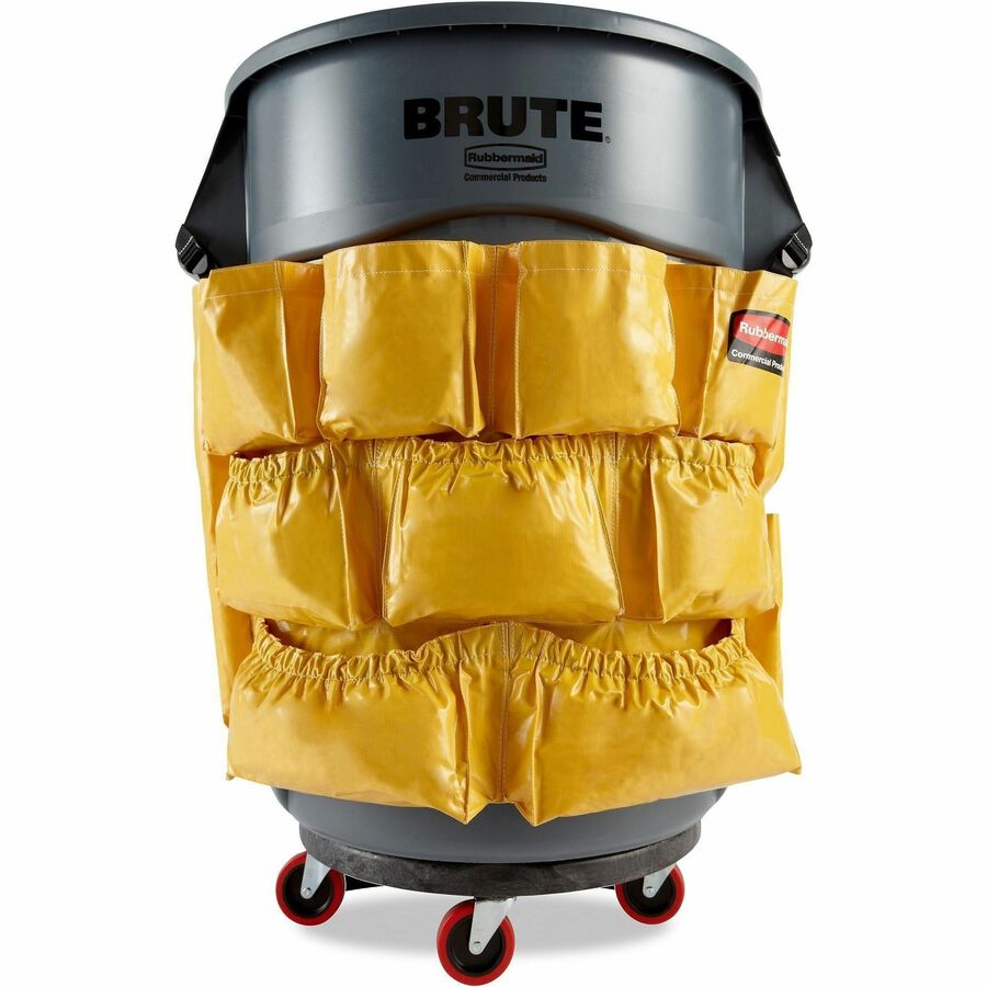 Rubbermaid Commercial Brute Utility Container Caddy Bag - - 12 Pocket(s) - 20.5" Height x 20" Depth - Yellow - Nylon - 6 / Carton