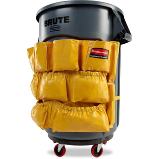 Rubbermaid Commercial Brute Utility Container Caddy Bag - - 12 Pocket(s) - 20.5" Height x 20" Depth - Yellow - Nylon - 6 / Carton