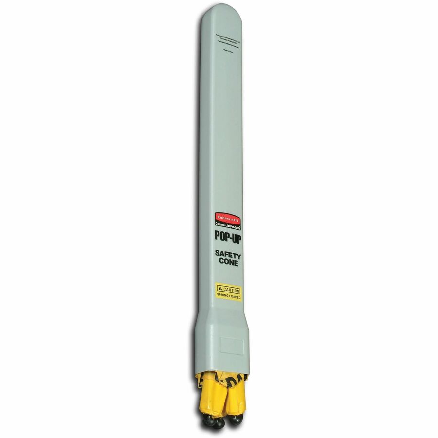 Rubbermaid Commercial Multi-Lingual Caution Safety Cone - 12 / Carton - Caution, Attention, Cuidado Print/Message - 21" Width x 20" Height x 21" Depth - Wall Mountable - Durable, Multilingual - Yellow