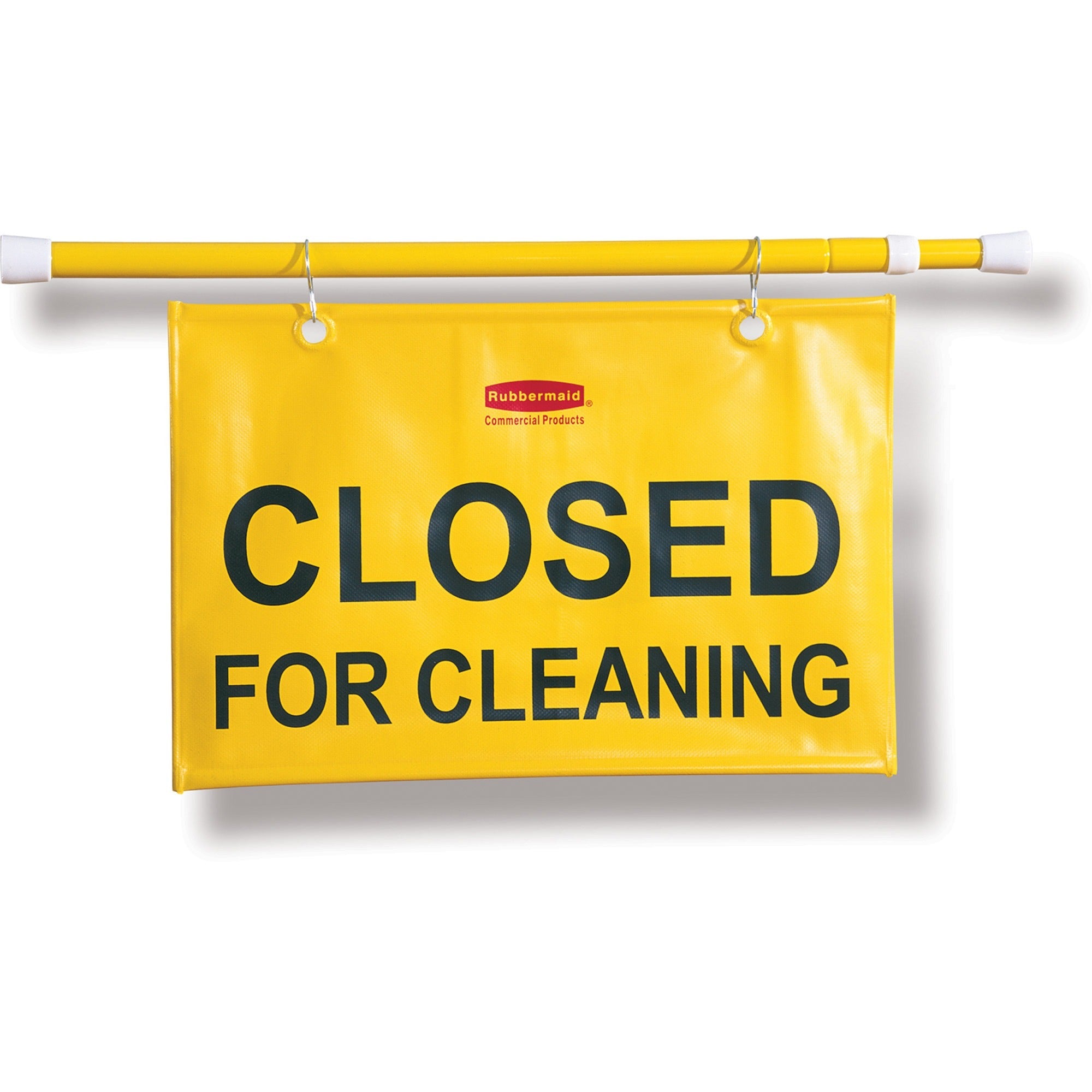 rubbermaid-commercial-closed-for-cleaning-safety-sign-6-carton-closed-for-cleaning-print-message-50-width-x-13-height-x-1-depth-rectangular-shape-hanging-durable-grommet-yellow_rcp9s1500ywct - 1