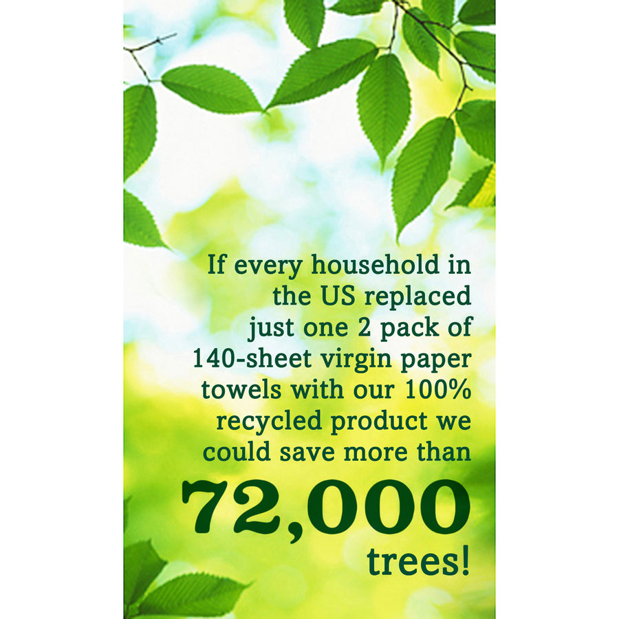 Seventh Generation 100% Recycled Paper Towels - 2 Ply - 11" x 9" - 120 Sheets/Roll - Natural - Paper - Unbleached, Chlorine-free, Fragrance-free, Dye-free, Ink-free, Absorbent - For Kitchen, Household - 6 Per Pack - 4 / Carton