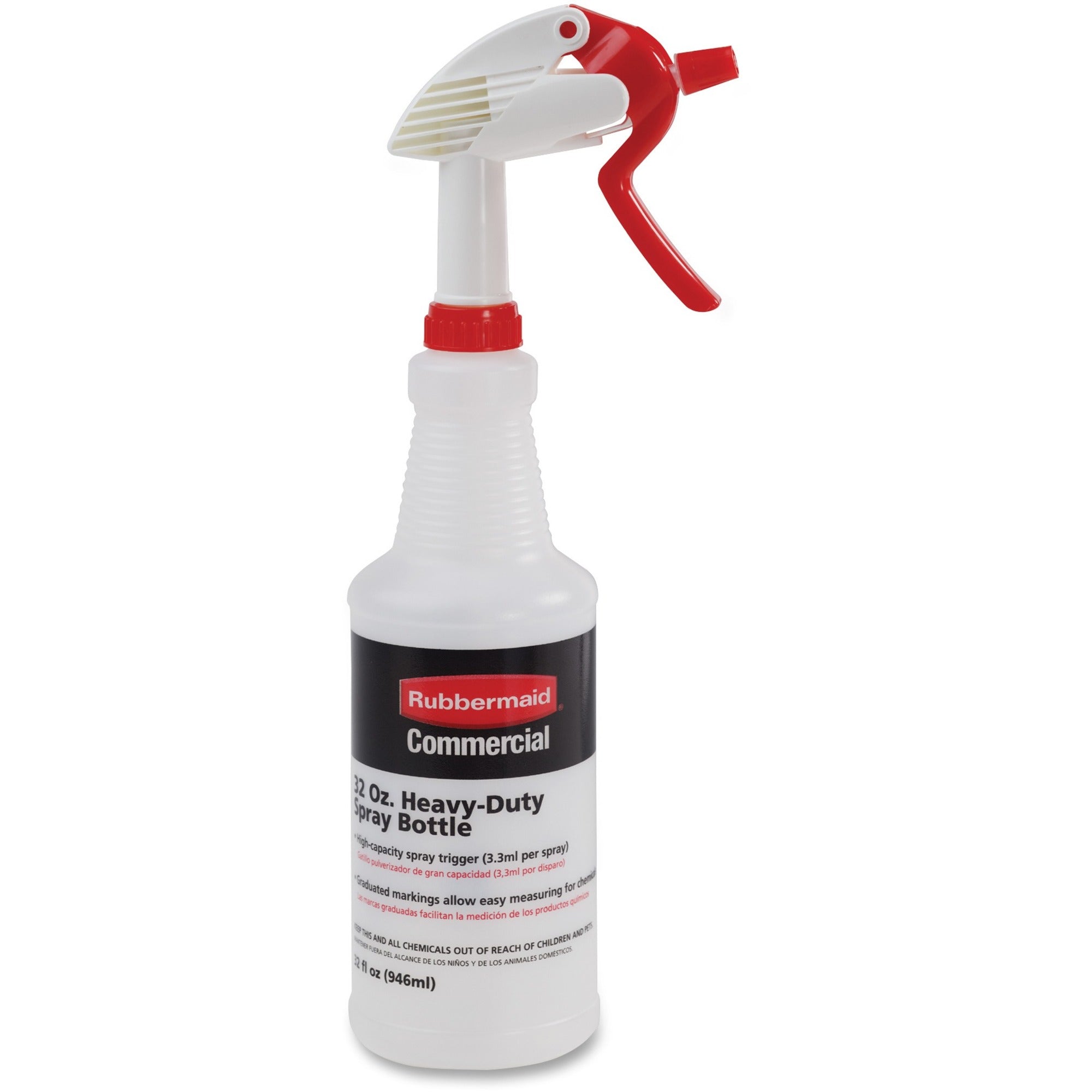 Rubbermaid Commercial 32-oz Trigger Spray Bottle - Suitable For Cleaning - Heavy Duty - 9.6" Height - 3.4" Width - 6 / Carton - Clear