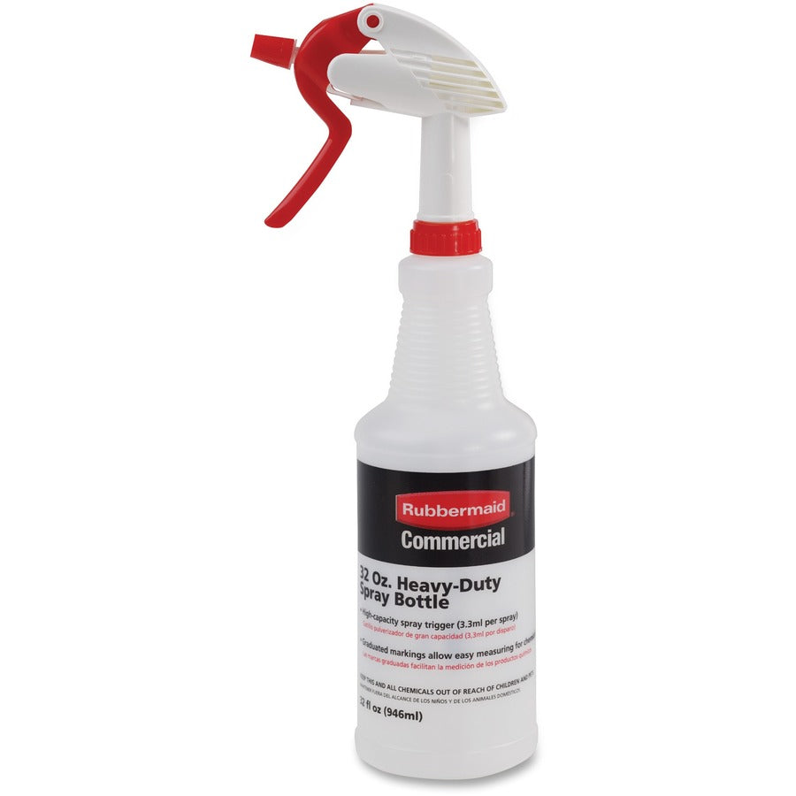 Rubbermaid Commercial 32-oz Trigger Spray Bottle - Suitable For Cleaning - Heavy Duty - 9.6" Height - 3.4" Width - 6 / Carton - Clear