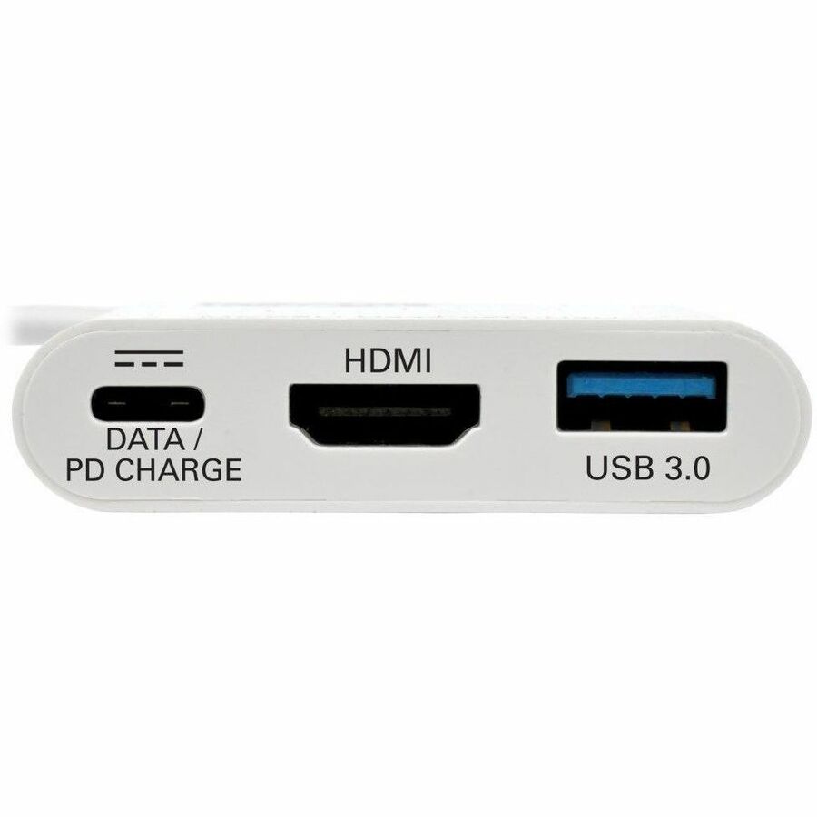 USB 3.1 Gen 1 USB-C to HDMI 4K Adapter, USB-A/USB-C PD Charging Ports, 3", White