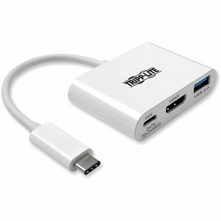 USB 3.1 Gen 1 USB-C to HDMI 4K Adapter, USB-A/USB-C PD Charging Ports, 3", White