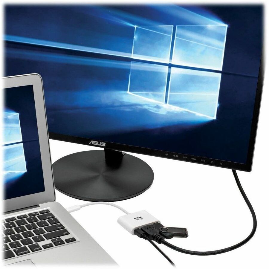 USB 3.1 Gen 1 USB-C to HDMI 4K Adapter, USB-A/USB-C PD Charging Ports, 3", White