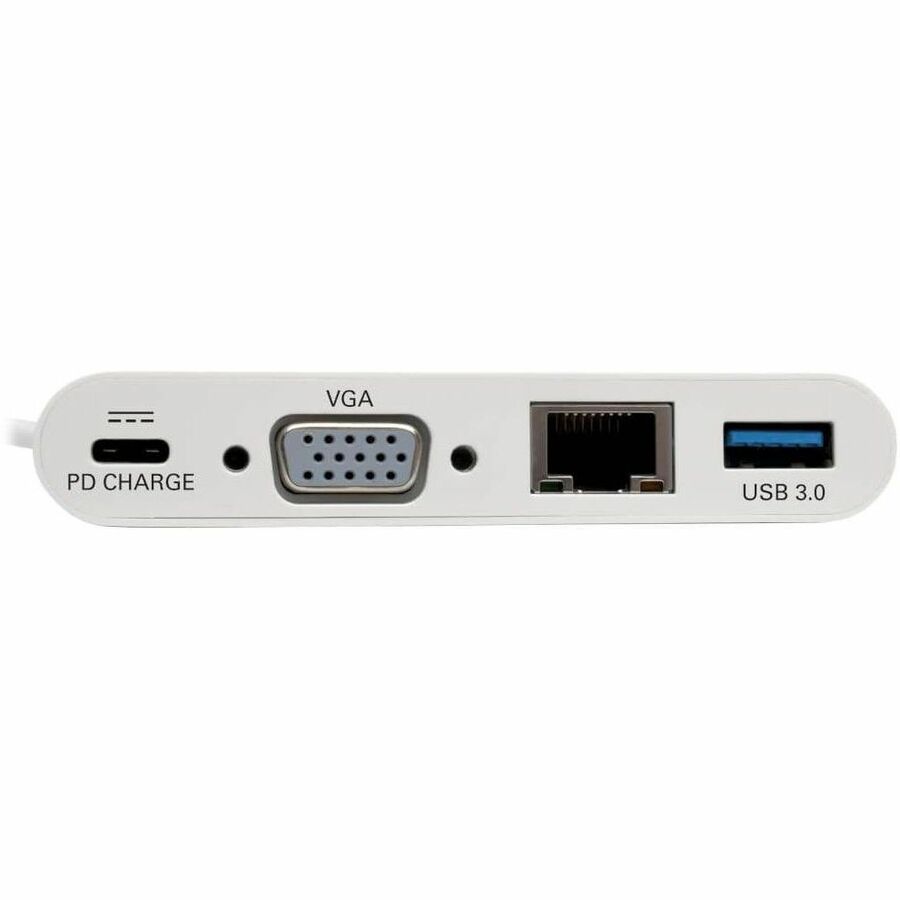 Tripp Lite by Eaton USB-C Multiport Adapter VGA USB 3.x (5Gbps) Hub Port Gigabit Ethernet and 60W PD Charging White - for Notebook/Tablet PC - 2 x USB Ports - 2 x USB 3.0 - Network (RJ-45) - VGA - Wired