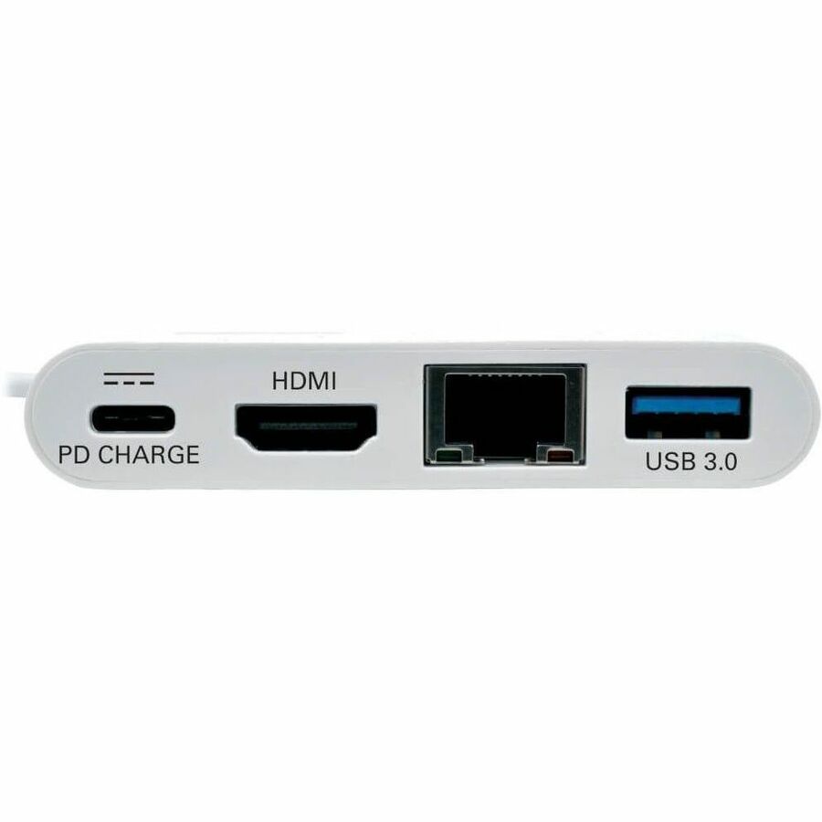 USB 3.1 Gen 1 USB-C to HDMI Adapter, USB-A/USB-C PD Charging/Gigabit Ethernet, 3", White