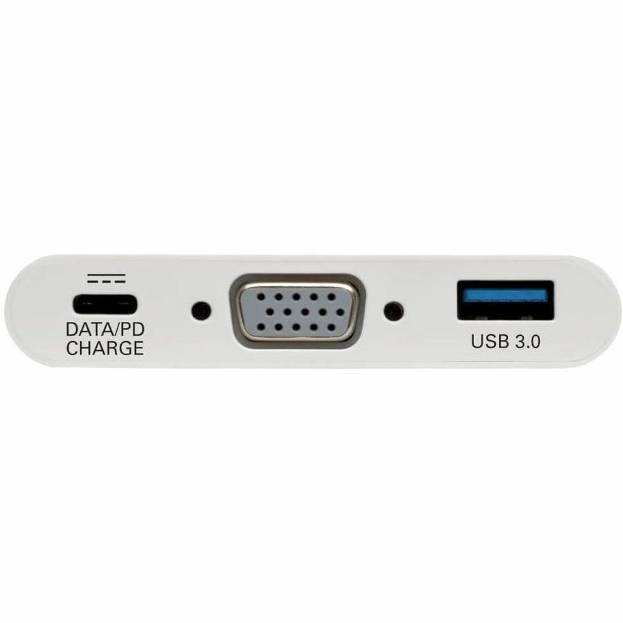 Tripp Lite by Eaton USB-C to VGA Adapter with USB 3.x (5Gbps) Hub Ports and 60W PD Charging White - 1 Pack - USB 3.1 Type C - 1 x VGA - 4