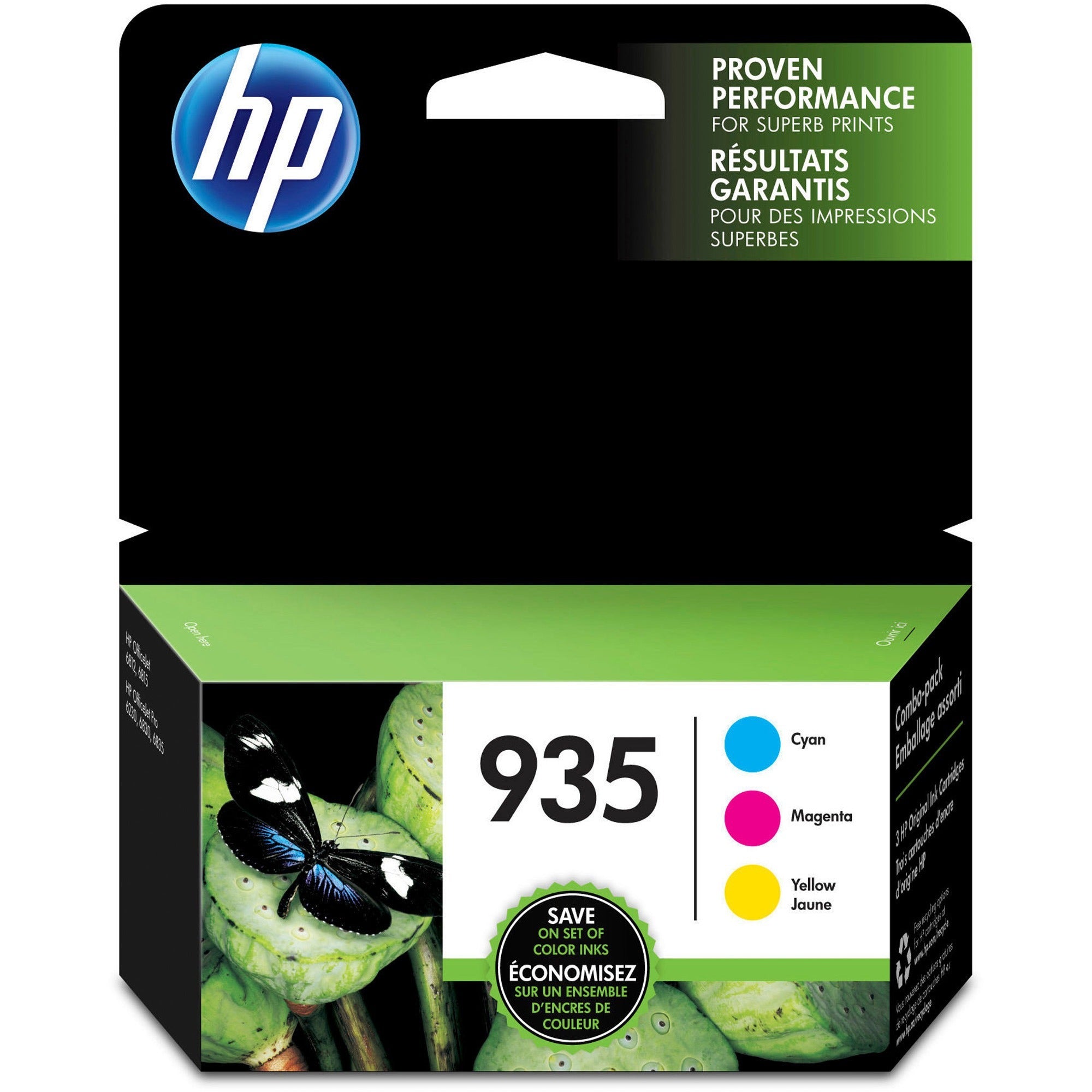 HP 935, (N9H65FN) 3-Pack Cyan/Magenta/Yellow Original Ink Cartridges - 1