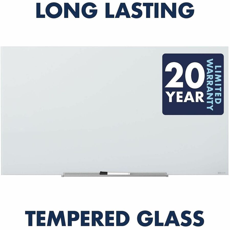 InvisaMount Magnetic Glass Marker Board, 74 x 42, White Surface
