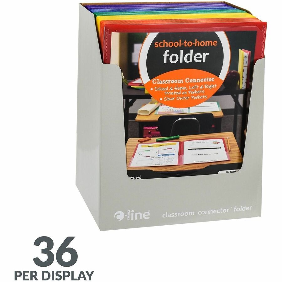 C-Line Classroom Connector Report Cover - 2 Front & Back Pocket(s) - Red, Orange, Yellow, Blue, Green, Purple - 36 / Box