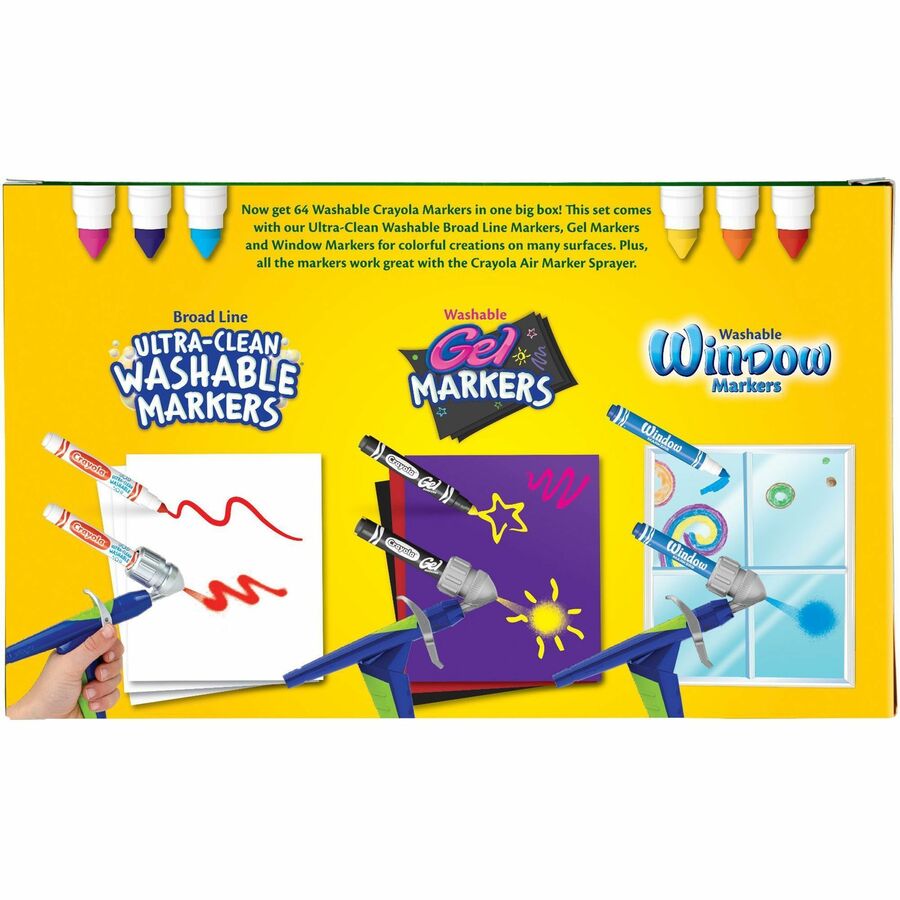 Broad Line Washable Markers, Broad Bullet Tip, Assorted Colors, 64/Set