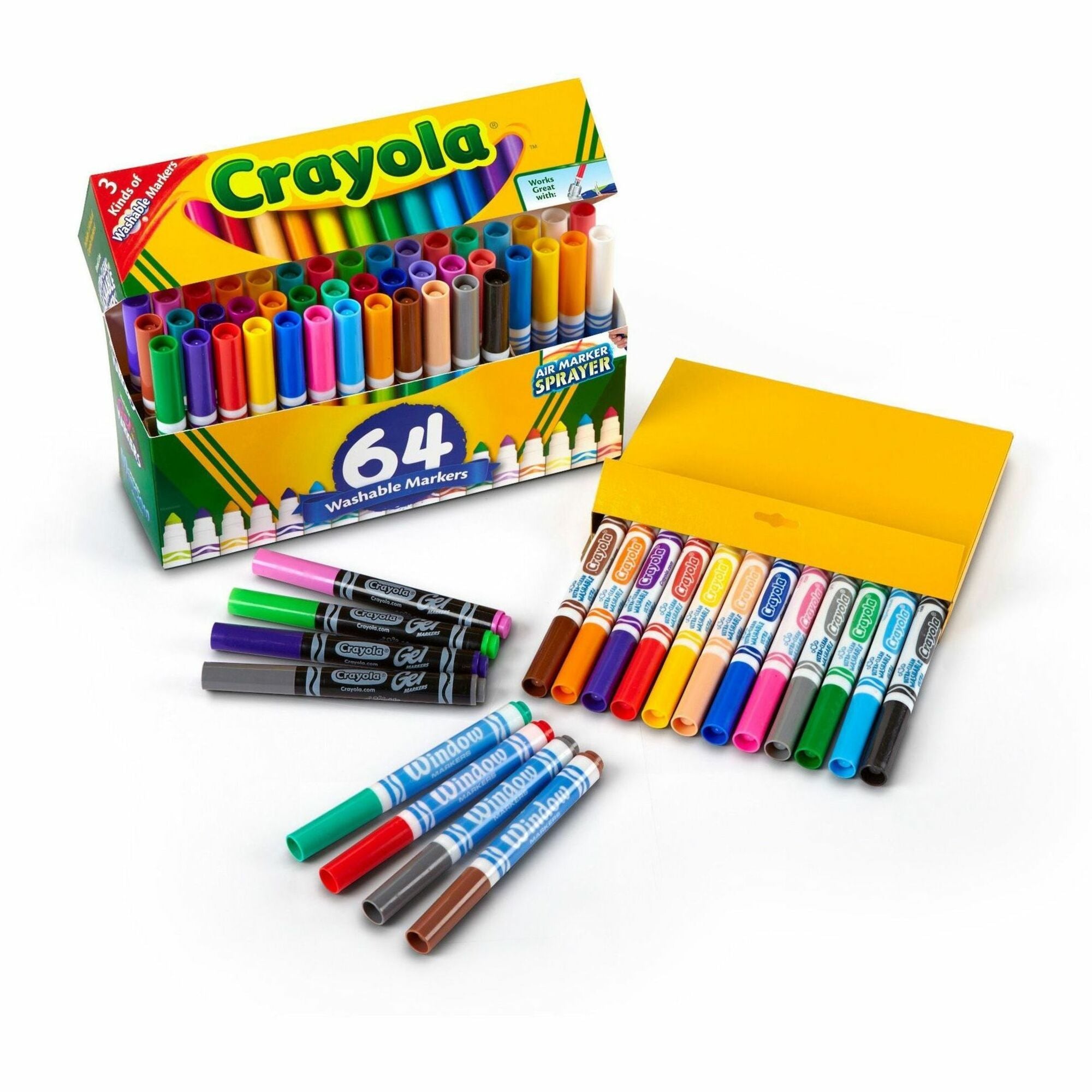 Broad Line Washable Markers, Broad Bullet Tip, Assorted Colors, 64/Set