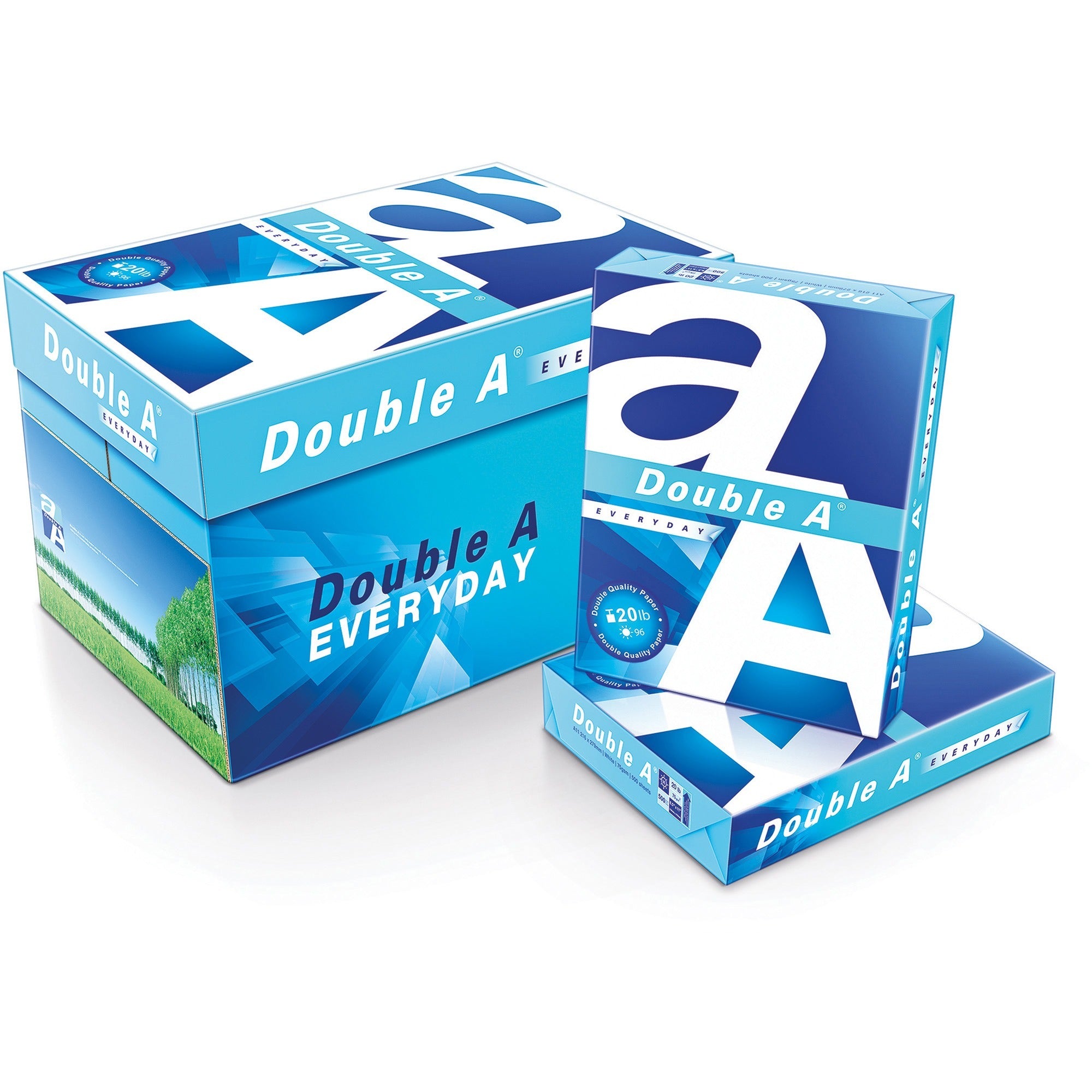 Double A Everyday Multipurpose Paper - White - 96 Brightness - Letter - 8 1/2" x 11" - 20 lb Basis Weight - Smooth - 10 / Carton - White