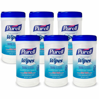 PURELL Clean Scent Hand Sanitizing Wipes - Clean - White - Durable, Alcohol-free - For Hand, Multi Surface - 40 Per Canister - 6 / Carton