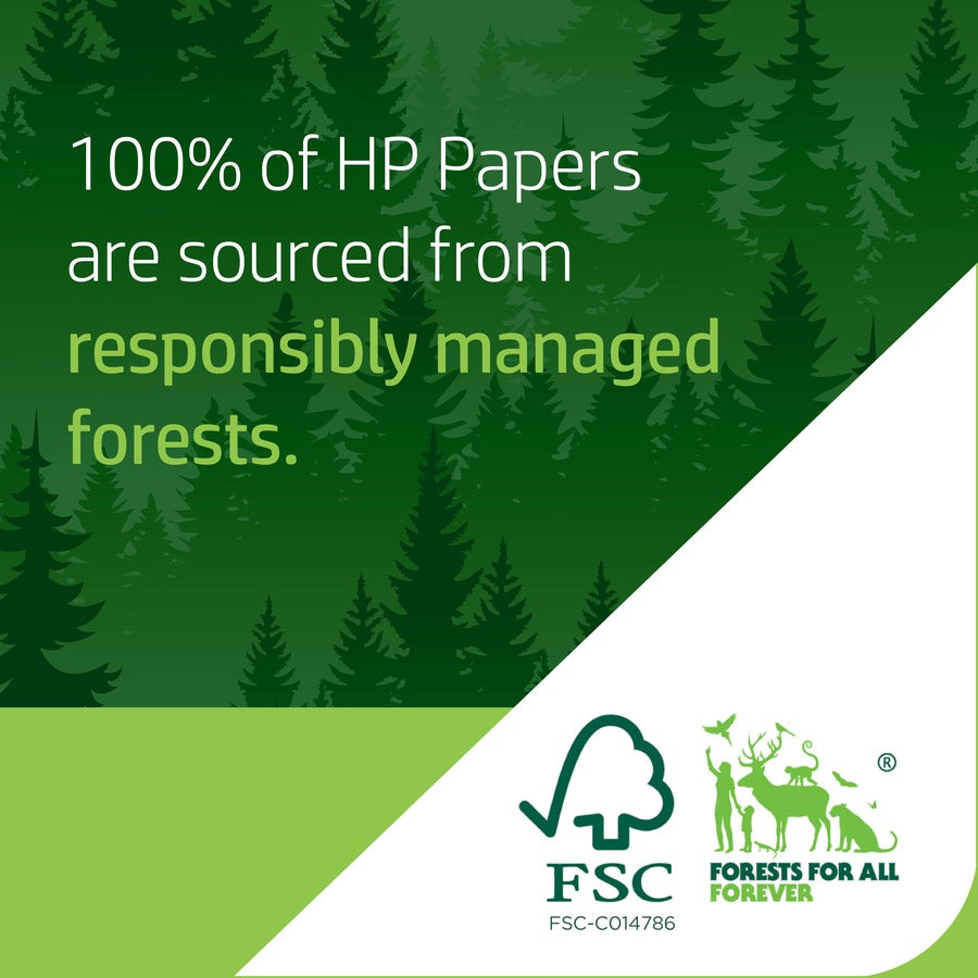 HP Office20 Paper - White - 92 Brightness - Letter - 8 1/2" x 11" - 20 lb Basis Weight - 200000 / Pallet - FSC - Smear Resistant, Quick Drying, Acid-free - White