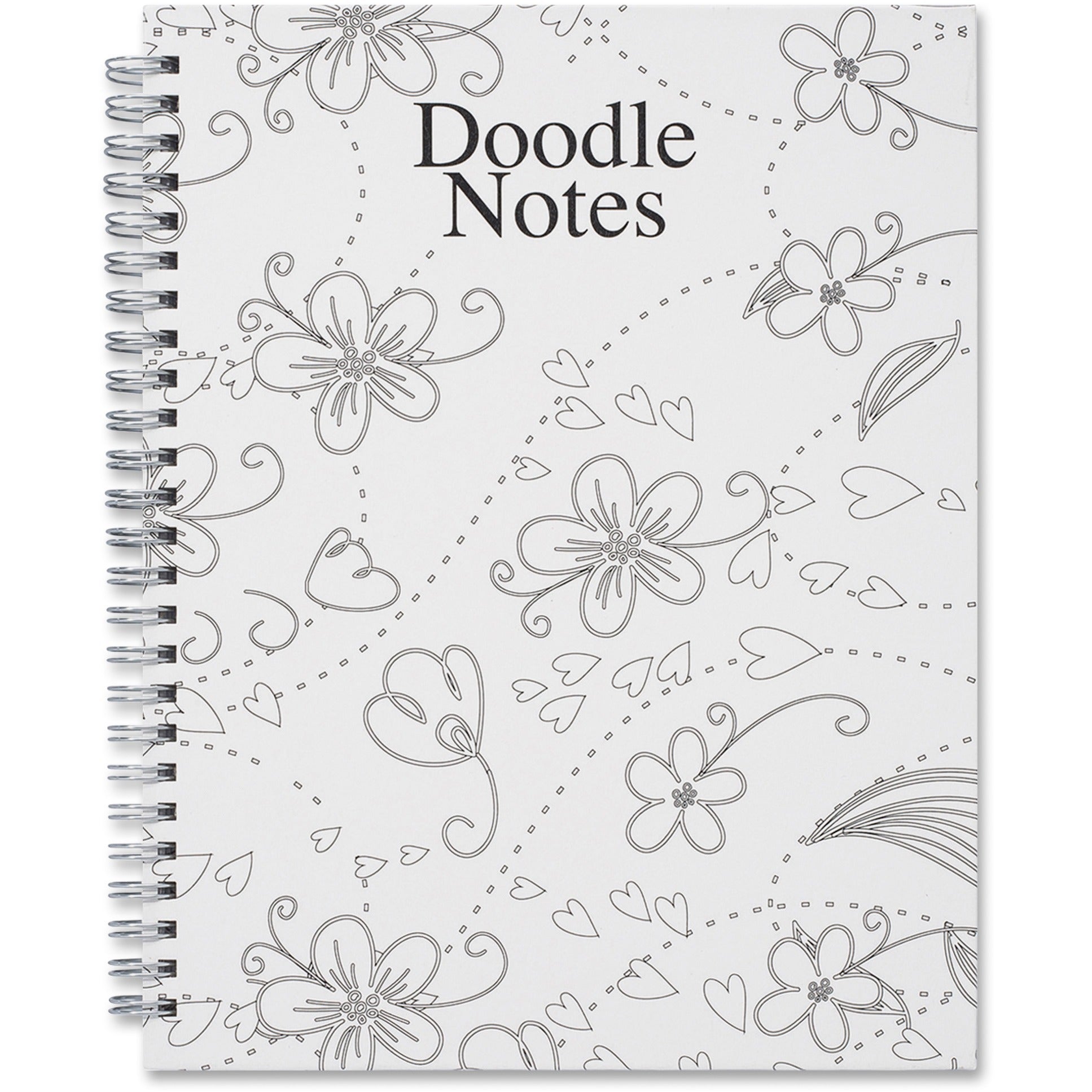 house-of-doolittle-doodle-notes-spiral-notebook-111-pages-spiral-bound-7-x-9-black-&-white-flower-cover-hard-cover-recycled-1-each_hod78190 - 2