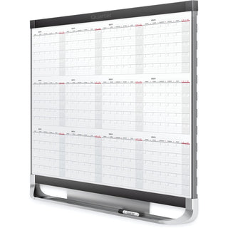 Quartet Prestige 2 Magnetic Calendar Board - Monthly - 12 Month - White, Graphite - Steel - 24" Height x 36" Width - Magnetic, Ghost Resistant, Stain Resistant, Durable, Marker Tray, Mountable - 1 Each