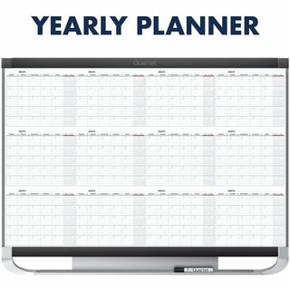 Quartet Prestige 2 Magnetic Calendar Board - Monthly - 12 Month - White, Graphite - Steel - 24" Height x 36" Width - Magnetic, Ghost Resistant, Stain Resistant, Durable, Marker Tray, Mountable - 1 Each