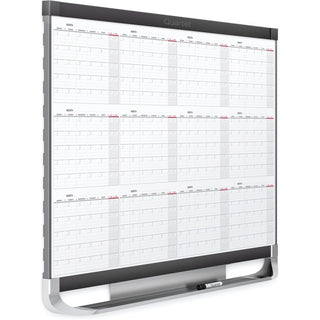 Quartet Prestige 2 Magnetic Calendar Board - Monthly - 12 Month - White, Graphite - Steel - 24" Height x 36" Width - Magnetic, Ghost Resistant, Stain Resistant, Durable, Marker Tray, Mountable - 1 Each