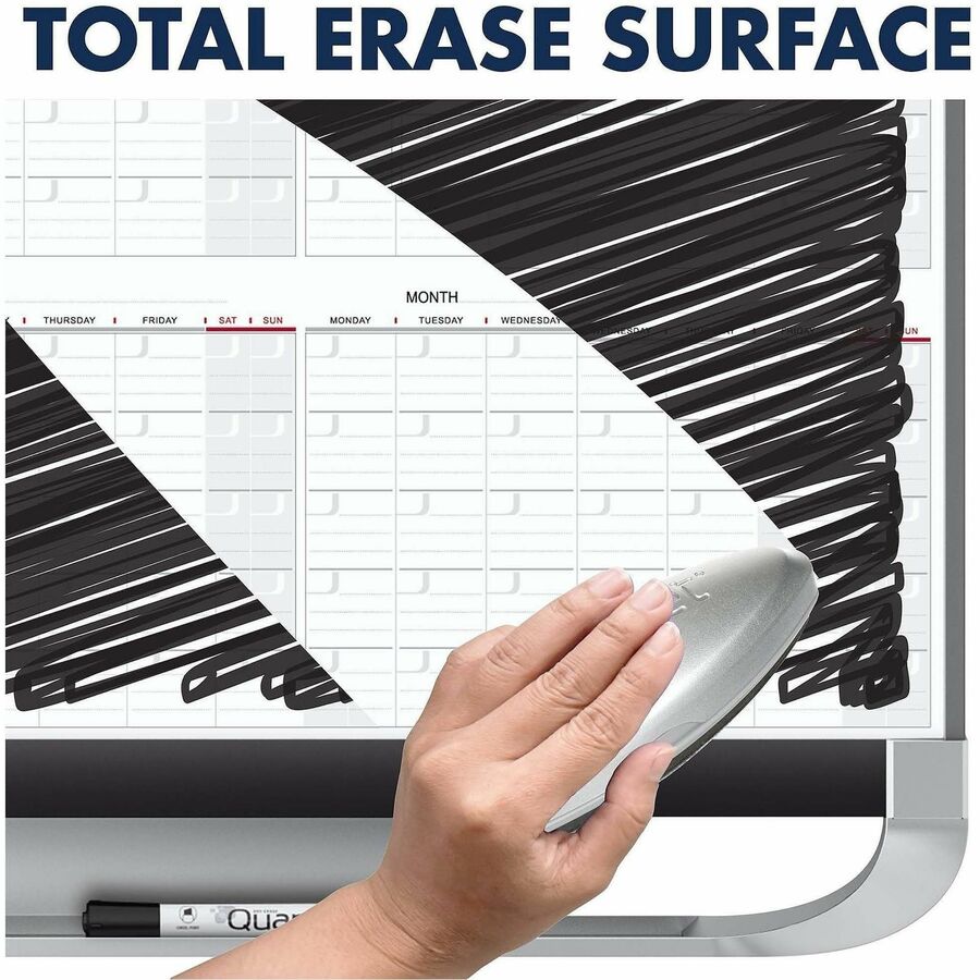 Quartet Prestige 2 Magnetic Calendar Board - Monthly - 12 Month - White, Graphite - Steel - 24" Height x 36" Width - Magnetic, Ghost Resistant, Stain Resistant, Durable, Marker Tray, Mountable - 1 Each
