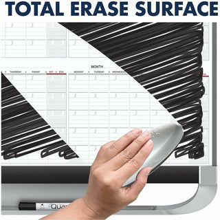 Quartet Prestige 2 Magnetic Calendar Board - Monthly - 12 Month - White, Graphite - Steel - 24" Height x 36" Width - Magnetic, Ghost Resistant, Stain Resistant, Durable, Marker Tray, Mountable - 1 Each
