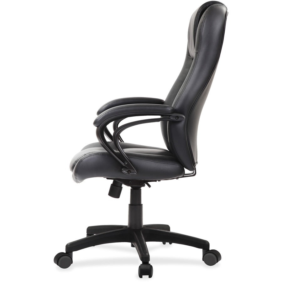 Eurotech Pembroke Mid Back Executive Chair - Black Bonded Leather Seat - Black Bonded Leather Back - High Back - 5-star Base - 1 Each
