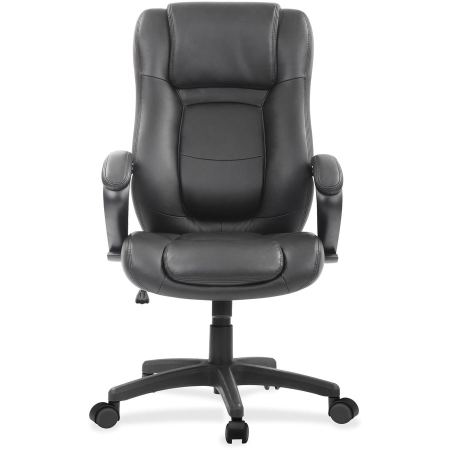 Eurotech Pembroke Mid Back Executive Chair - Black Bonded Leather Seat - Black Bonded Leather Back - High Back - 5-star Base - 1 Each