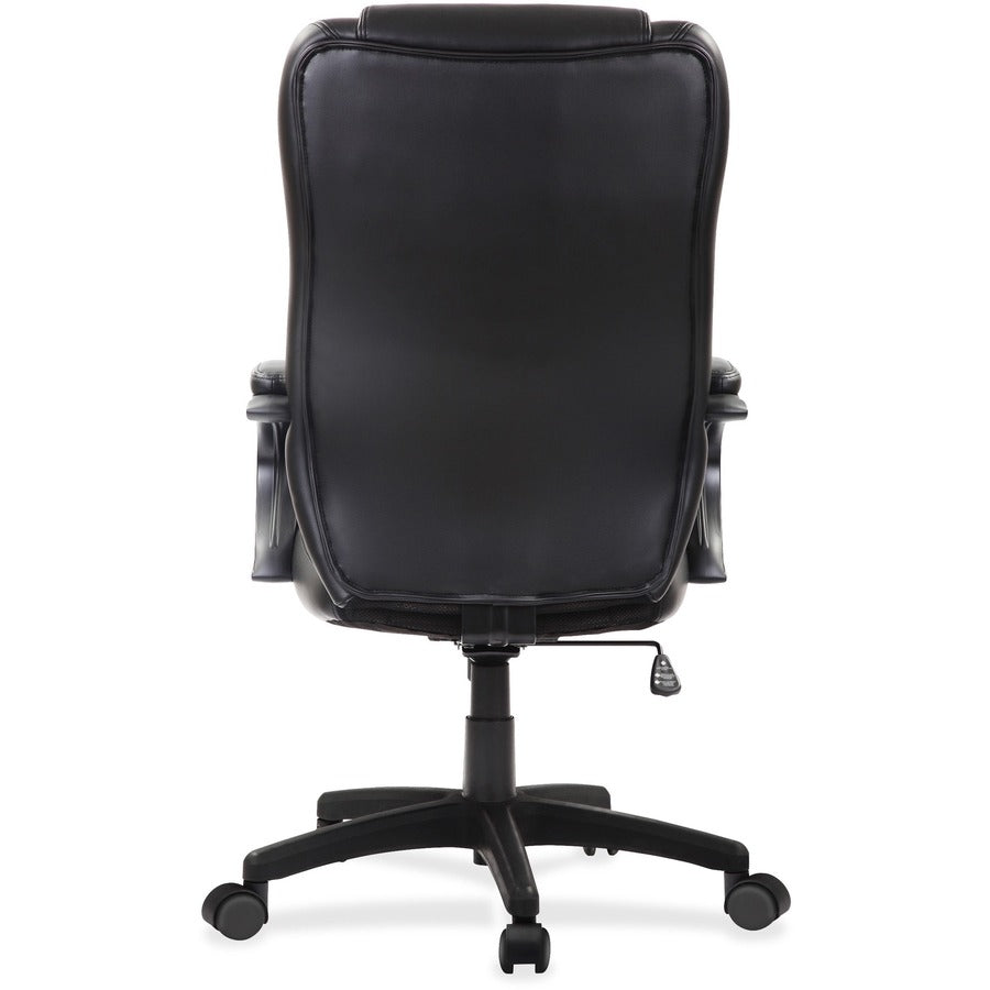 Eurotech Pembroke Mid Back Executive Chair - Black Bonded Leather Seat - Black Bonded Leather Back - High Back - 5-star Base - 1 Each