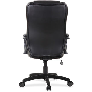Eurotech Pembroke Mid Back Executive Chair - Black Bonded Leather Seat - Black Bonded Leather Back - High Back - 5-star Base - 1 Each