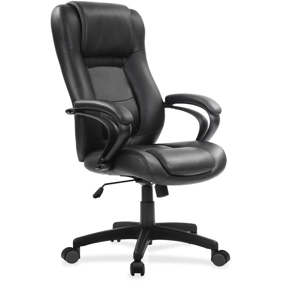 Eurotech Pembroke Mid Back Executive Chair - Black Bonded Leather Seat - Black Bonded Leather Back - High Back - 5-star Base - 1 Each