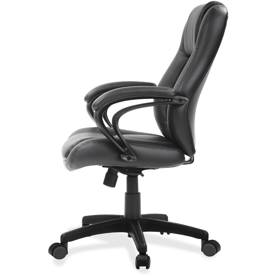 Eurotech Pembroke Mid Back Executive Chair - Black Bonded Leather Seat - Black Bonded Leather Back - Low Back - 5-star Base - 1 Each