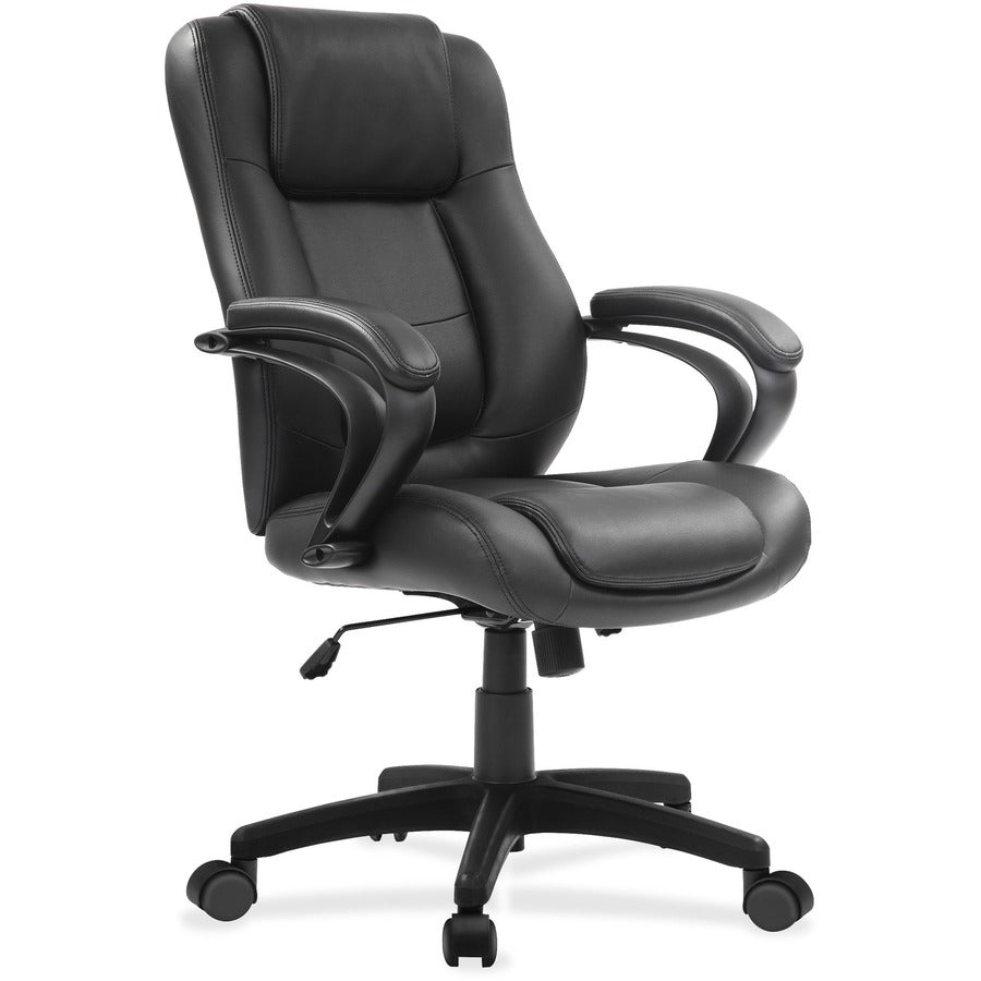 Eurotech Pembroke Mid Back Executive Chair - Black Bonded Leather Seat - Black Bonded Leather Back - Low Back - 5-star Base - 1 Each