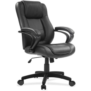 Eurotech Pembroke Mid Back Executive Chair - Black Bonded Leather Seat - Black Bonded Leather Back - Low Back - 5-star Base - 1 Each