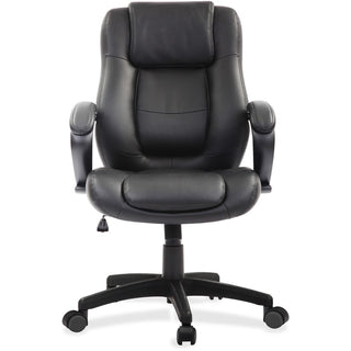 Eurotech Pembroke Mid Back Executive Chair - Black Bonded Leather Seat - Black Bonded Leather Back - Low Back - 5-star Base - 1 Each