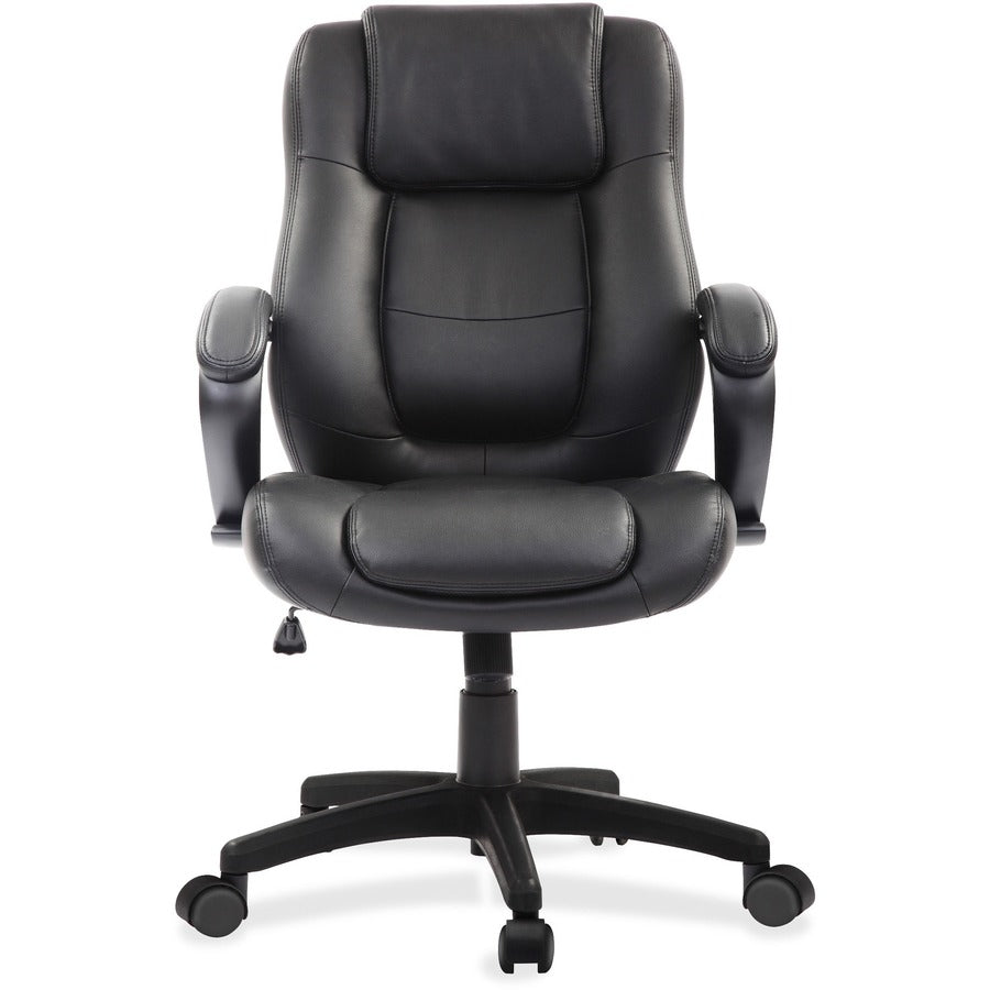 Eurotech Pembroke Mid Back Executive Chair - Black Bonded Leather Seat - Black Bonded Leather Back - Low Back - 5-star Base - 1 Each