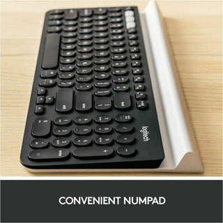 Logitech K780 Multi-Device Wireless Keyboard - Wireless Connectivity - Bluetooth - 33 ft - 2.40 GHz - USB Interface Home, Search, Back, App Switch, Easy-Switch, On/Off Switch Hot Key(s) - ChromeOS - English, French - QWERTY Layout - Tablet, Computer