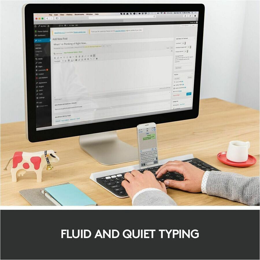 Logitech K780 Multi-Device Wireless Keyboard - Wireless Connectivity - Bluetooth - 33 ft - 2.40 GHz - USB Interface Home, Search, Back, App Switch, Easy-Switch, On/Off Switch Hot Key(s) - ChromeOS - English, French - QWERTY Layout - Tablet, Computer