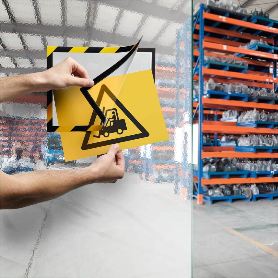 DURABLE DURAFRAME SECURITY Self-Adhesive Magnetic Letter Sign Holder - Holds Letter-Size 8-1/2" x 11" , Yellow/Black, 2 Pack