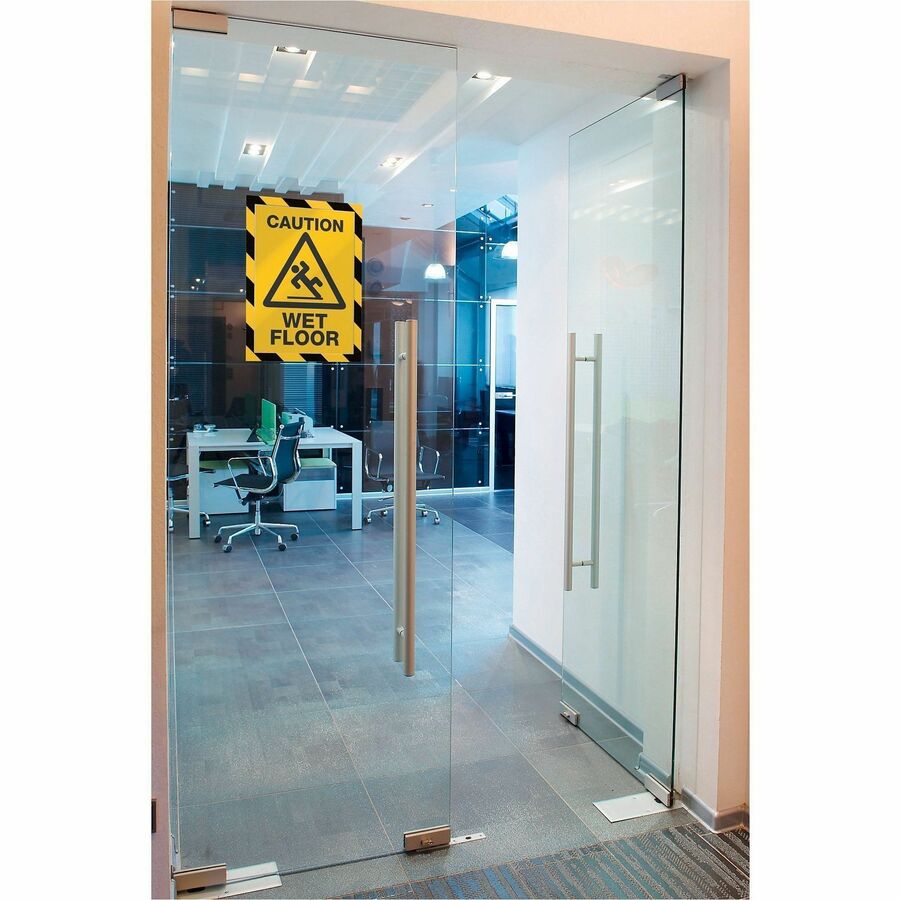 DURABLE DURAFRAME SECURITY Self-Adhesive Magnetic Letter Sign Holder - Holds Letter-Size 8-1/2" x 11" , Yellow/Black, 2 Pack