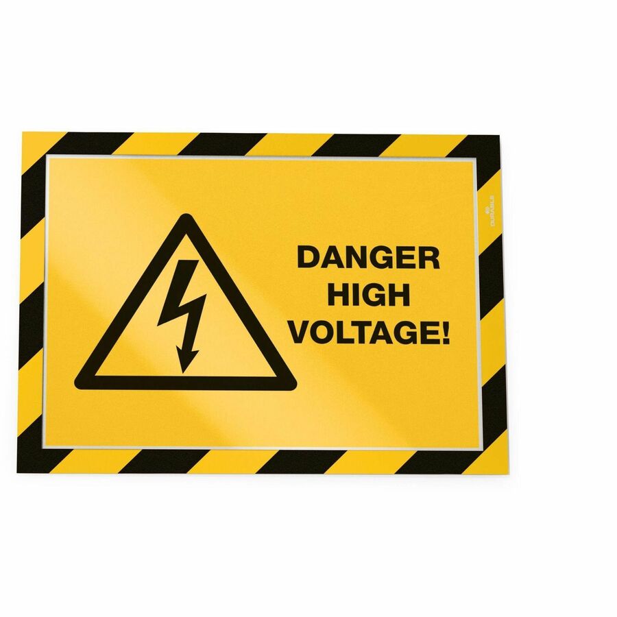 DURABLE DURAFRAME SECURITY Self-Adhesive Magnetic Letter Sign Holder - Holds Letter-Size 8-1/2" x 11" , Yellow/Black, 2 Pack