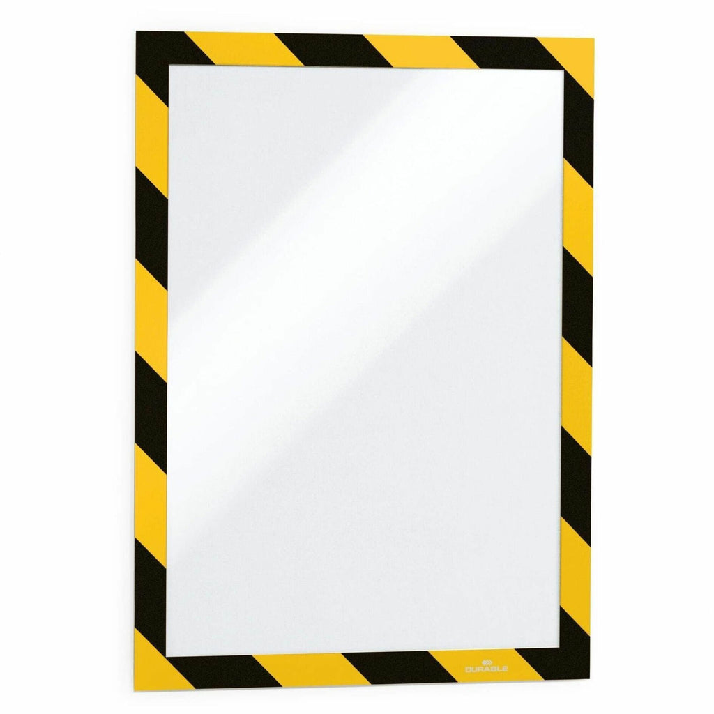 DURABLE DURAFRAME SECURITY Self-Adhesive Magnetic Letter Sign Holder - Holds Letter-Size 8-1/2" x 11" , Yellow/Black, 2 Pack