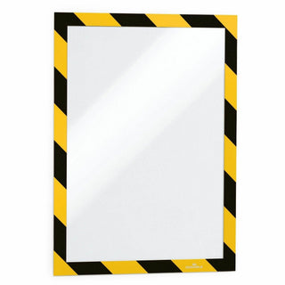 DURABLE DURAFRAME SECURITY Self-Adhesive Magnetic Letter Sign Holder - Holds Letter-Size 8-1/2" x 11" , Yellow/Black, 2 Pack