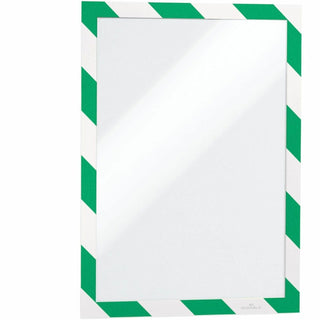DURABLE DURAFRAME SECURITY Self-Adhesive Magnetic Letter Sign Holder - Holds Letter-Size 8-1/2" x 11" , Green/White, 2 Pack