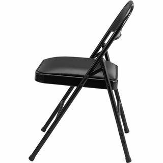Lorell Padded Seat Folding Chairs - Vinyl Seat - Powder Coated Steel Frame - 4 / Carton